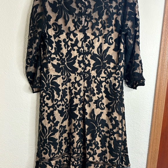 Tadashi Shoji A-line nude and black lace cocktail dress. 14 - Picture 2 of 5